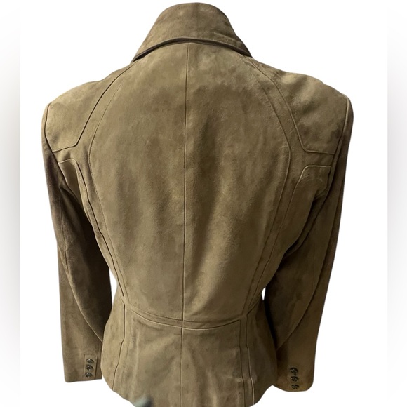 Elements by Vakko buttery soft suede mossy green tailored jacket in size medium - Picture 2 of 7